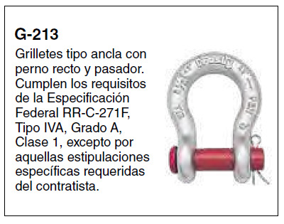 Grillete Crosby G-213 — Tipo Ancla · Perno recto y pasador