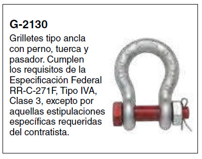 Grillete Crosby G-2130 — Tipo Ancla · Perno, tuerca y pasador