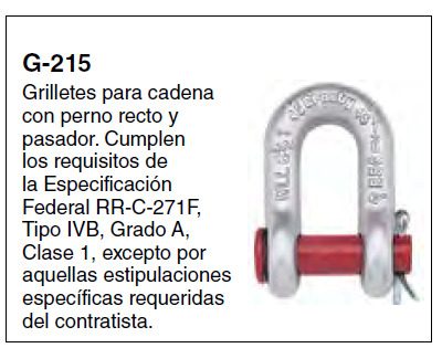 Grillete Crosby G-215 — Tipo Cadena · Perno recto y pasador